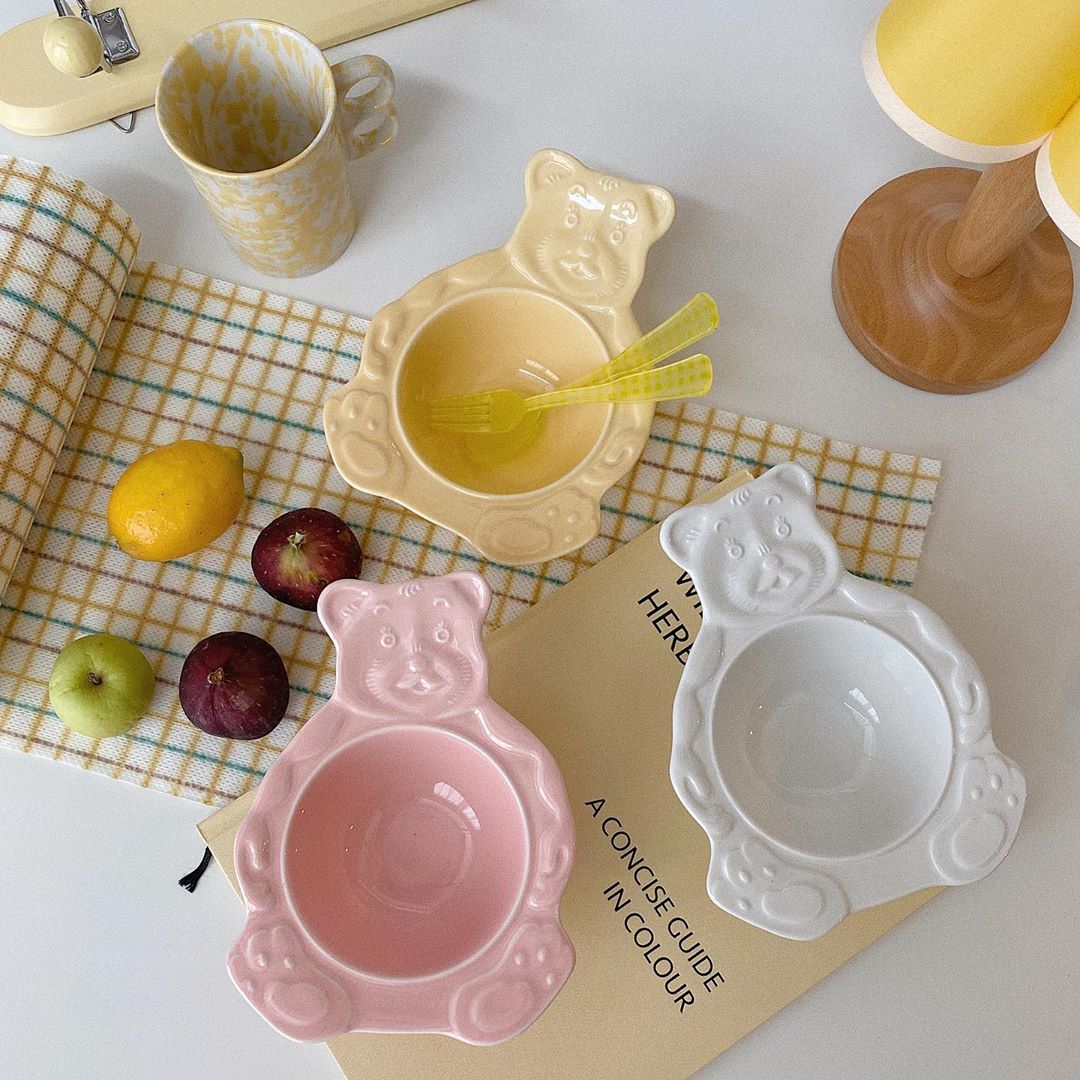 Koreaanse Versie Zoete Beer Dessert Kom Koreaanse Fruit Ontbijt Granen Kom Keramische Servies