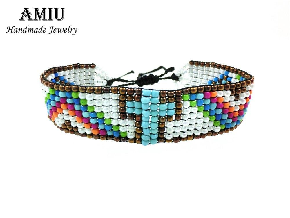 UGA-AMIU Artesanal Pulseiras Da Amizade Hippy Semente Beads Cruz Pulseira de Corda Artesanal Brasileiro Para Mulheres Homens Dropshipping