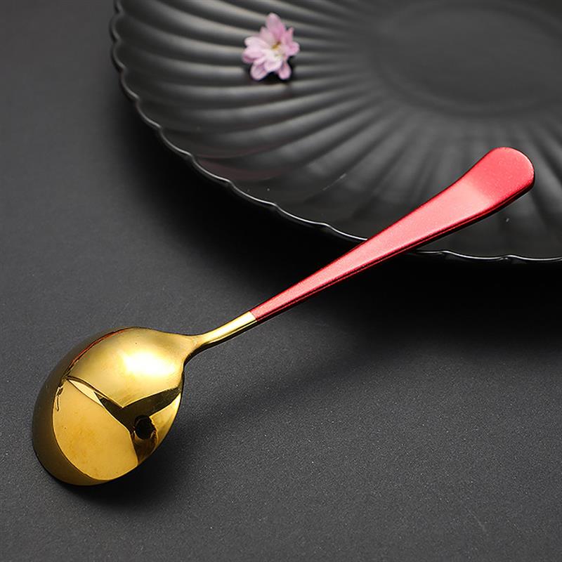 Kleurrijke Soep Lepel Elegante Koffie Lepels Rvs Dessert Lepels Keukengerei Mode Ronde Lepels Servies