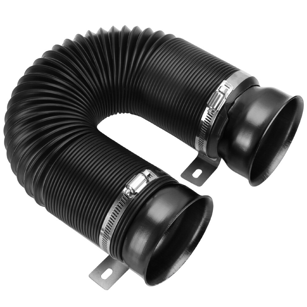 76MM Car Modification Tube Air Intake Pipe Universal Feed Hose Pipe Flexible Cold Air Ducting With Connector & Braket: Black