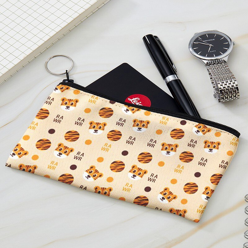 Jahr der tiger Geldbörse Frauen Mini Leinwand Karte Halter Kleine Brieftasche Tägliche Lagerung Tasche Kawaii Stift Tasche Für kinder Mädchen