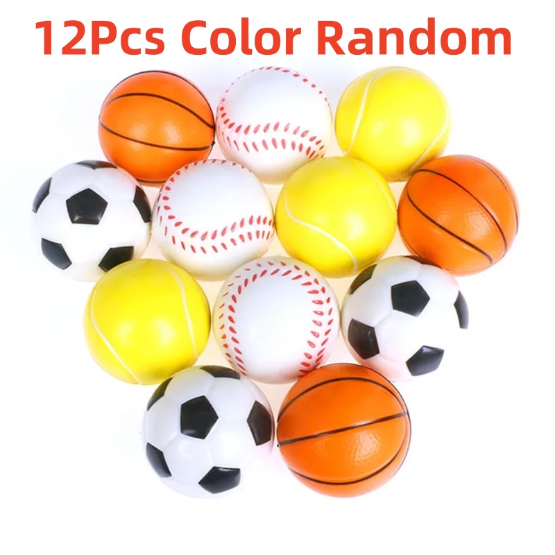 12 stücke Kinder Schwamm Pu Ball Spielzeug Sport Anti Stress Ball Lernspiel zeug für Kinder Outdoor-Sport Dekompression Release Ball: Default Title