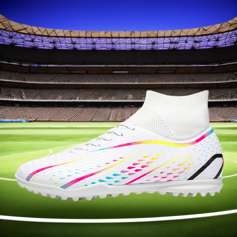 Neue Männer Neue FußBall Schuhe Stollen FußBall Stiefel Knöchel Turnschuhe Lange Spikes Ausbildung Schuhe drinnen Futsal Spiel Sport: Weiß / 38