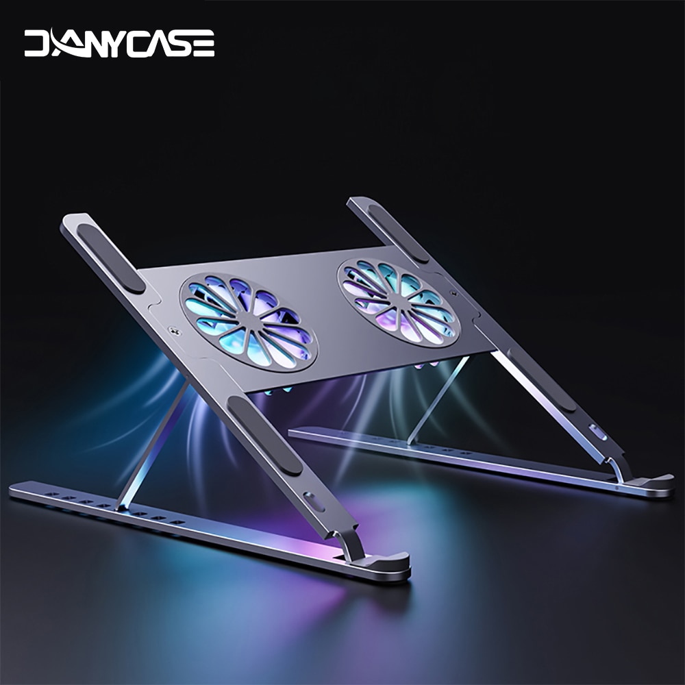 Aluminium Verstelbare Laptop Stand Voor Macbook Computer Pc Ipad Tablet Ondersteuning Notebook Stand Cooling Fan Pad Laptop Houder Base
