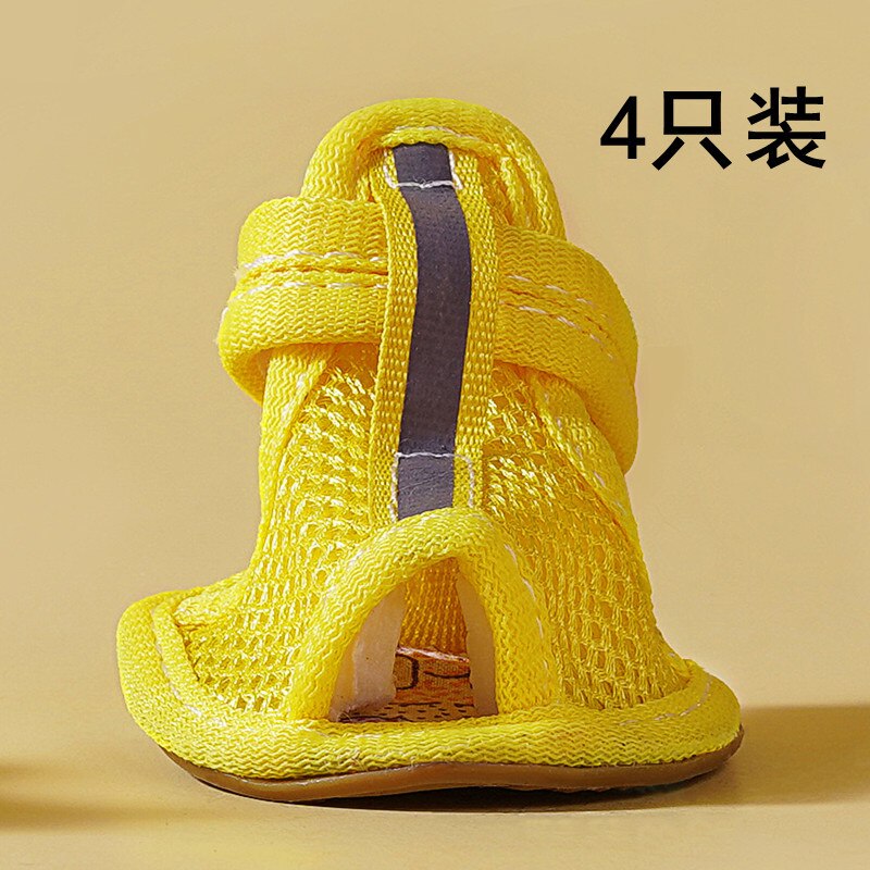 Chaussures d'été antidérapantes roses pour chiens, sandales respirantes pour petits chiens, chaussettes pour animaux de compagnie, bottes pour chiots et chats, 4 pièces/ensemble: 04 / XL