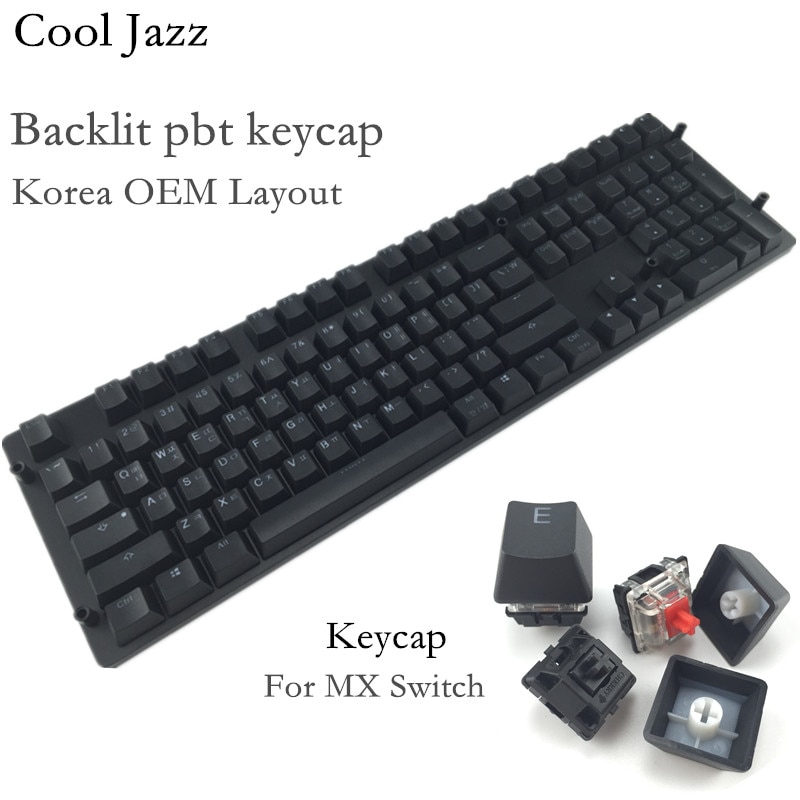 Cool Jazz Double-shot Black Thick PBT ANSI Korean layout 108 backlit Keycaps OEM Profile Keycap For MX Mechanical Keyboard