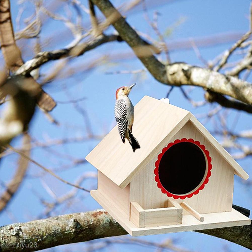 Hut House Garden Wooden Box DIY Pet Toy Bird Nest Hanging Cage Lovely Handmade Outdoor Bird Nest Birdhouse