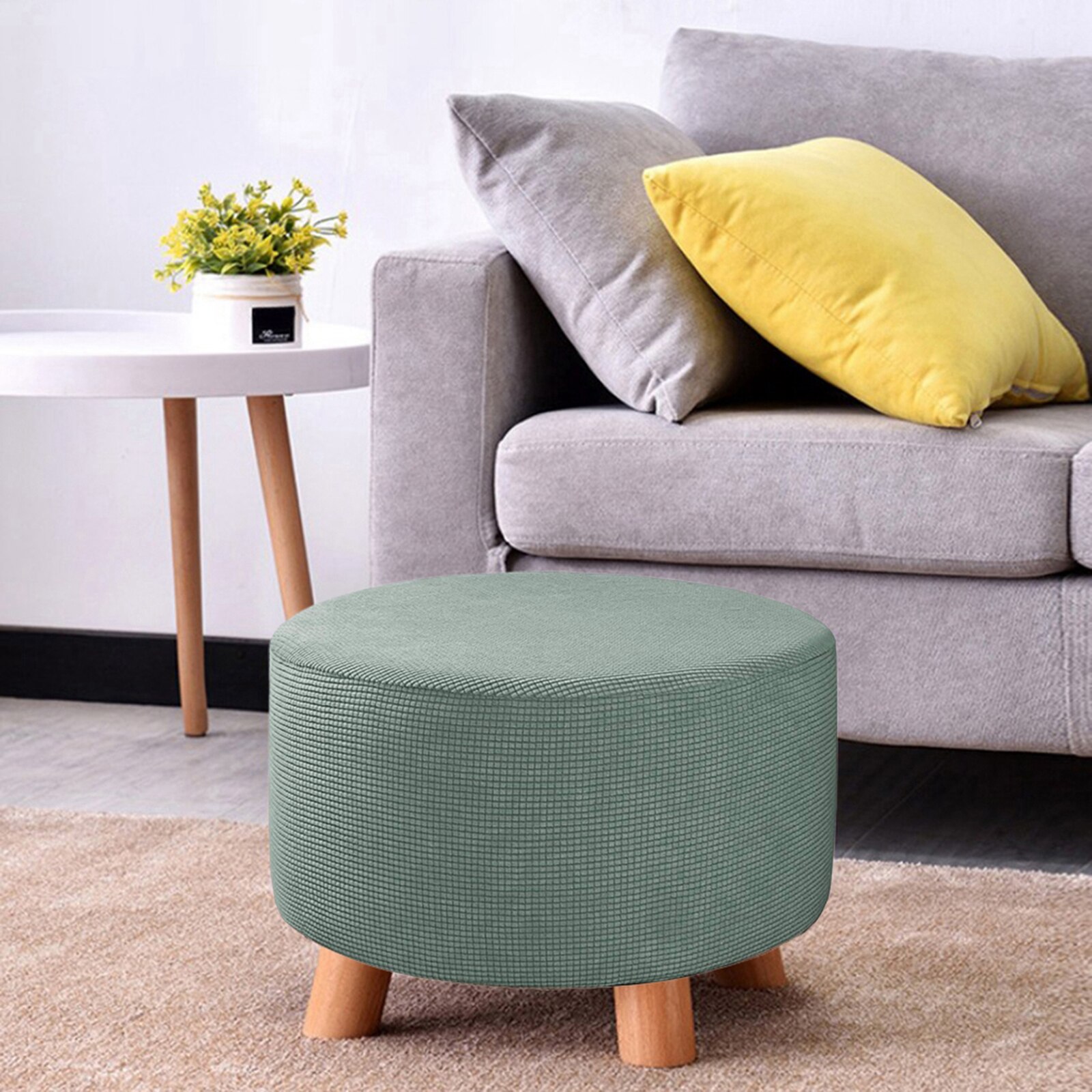 Ottoman Slipcovers Round Ottoman Footstool Cover Removable Machine Washable