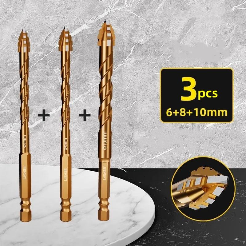 Four-edge Sawtooth Drill Bit Upgraded For Tile Drilling Concrete Special Electric 6mm Ultra-high Hardness Drill Bit Set: WHITE