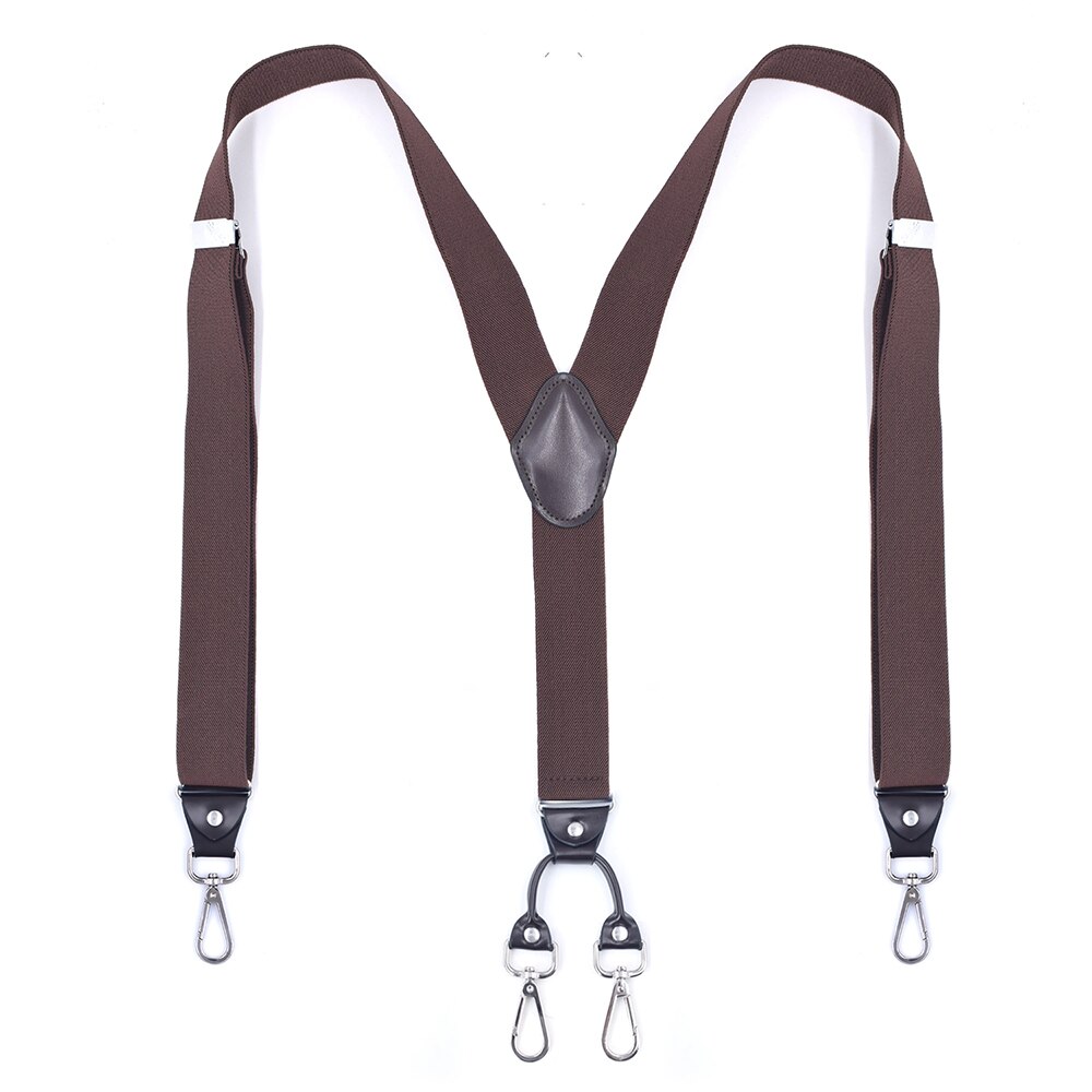Heavy Duty Bretels Met Swivel Haken Voor Mannen Werken Jeans Y Terug Grote En Lange Verstelbare Elastische Broek Bretels Riem loop Band: 4 Hooks Brown