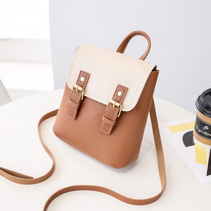 femmes sac à dos multi-fonction voyage sac tendance collège vent couleur unie pu cuir sac seau sac