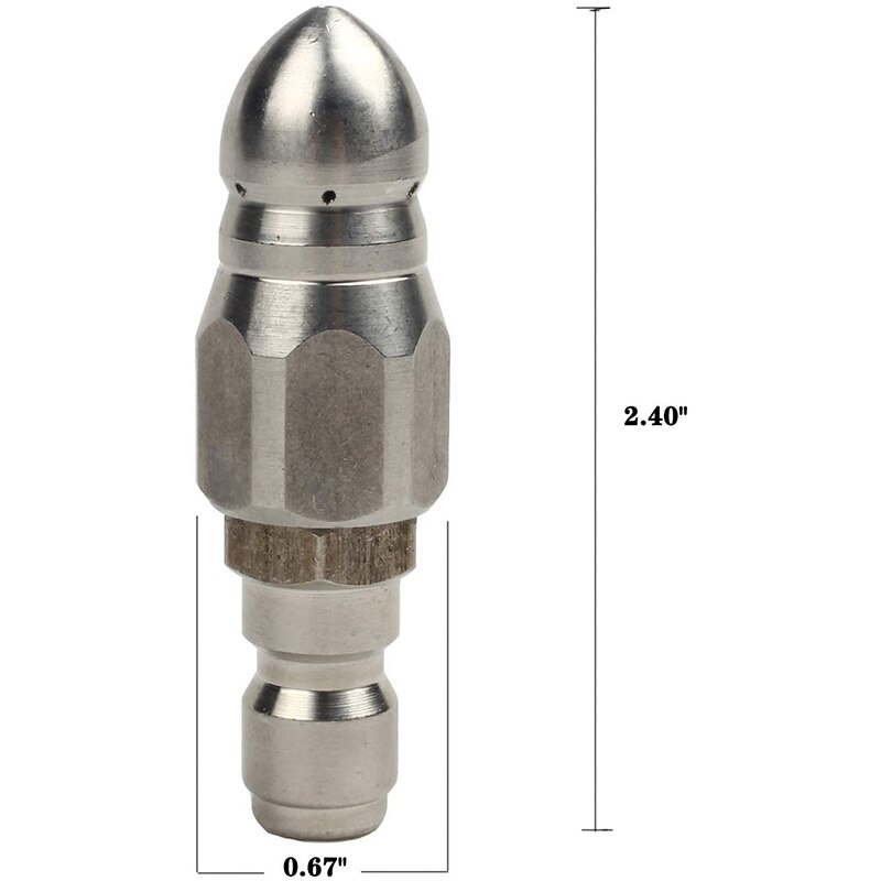 Pressure Washer Sewer Jetter Nozzle with Stainless Steel, Durable Sewer Jet Nozzle,1/4Inch Quickly Connector