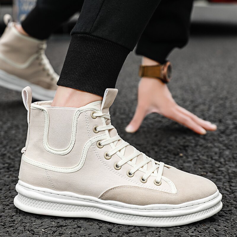Siergan punk boots herr fritidsskor bekväma snörning höga skor höst hip hop man sneaker