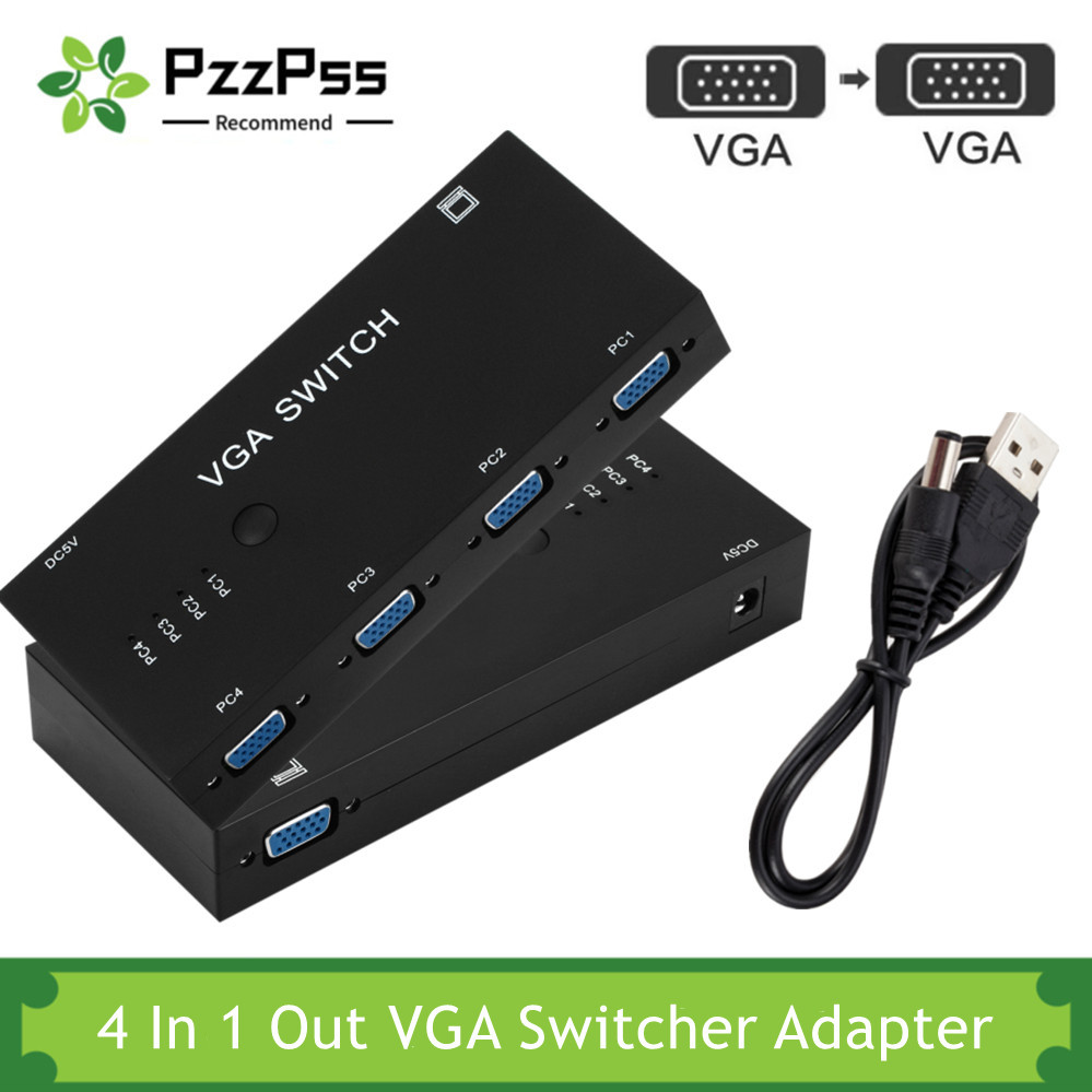 Pzzpss 4 In 1 Out Vga Switcher 4 Port Vga Switch Box Vga Voor Consoles Set-Top Boxes 4 hosts 1 Display Notebook Projector
