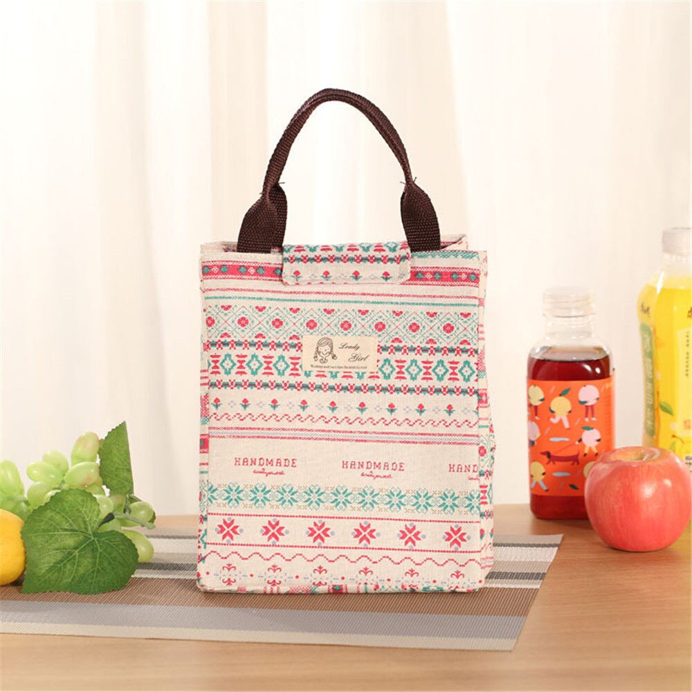 Portable Insulated Lunch Bag Fresh Cooler Snack Picnic Thermal Food Tote Carry Case Storage Bags: snow