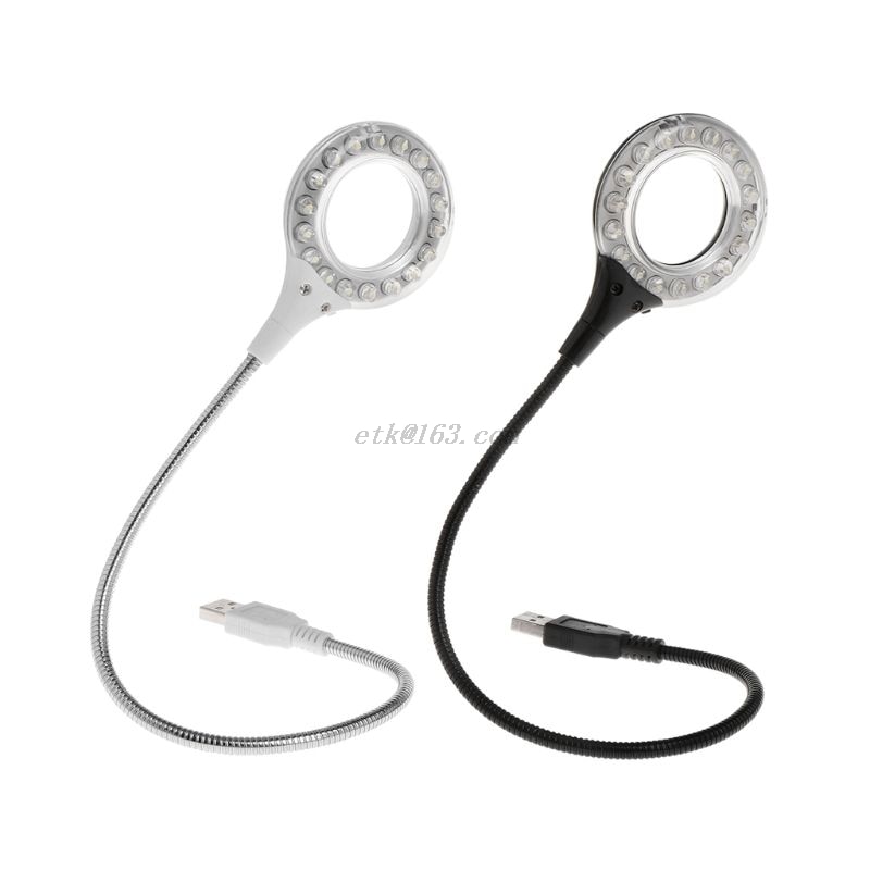 Ring LED Light USB Table Desk Lamp 5V Bright Bulb Adjustable Angle Reading Camping Powerbank Laptop Desktop Notebook PC Portable