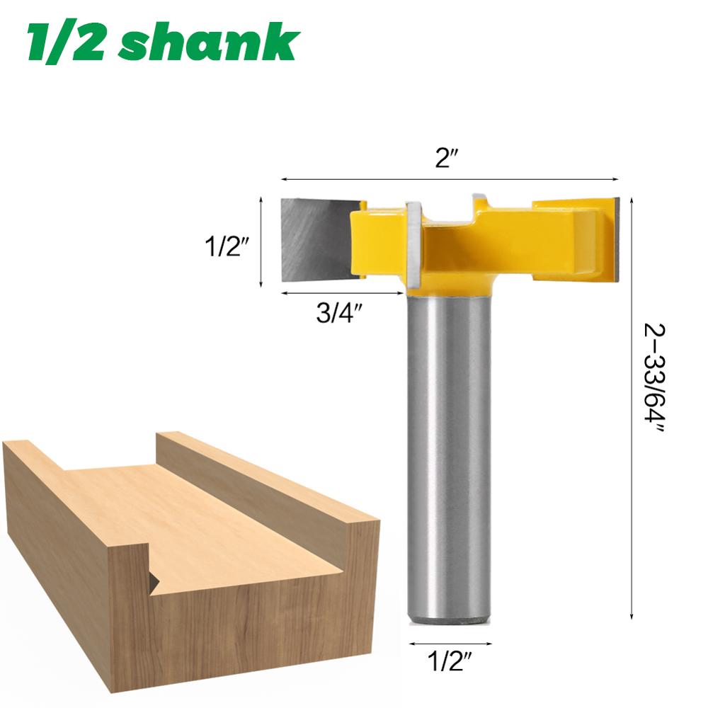 1pc 1/2"12mm Shank 4 Edge T Type Slotting Cutter Woodworking Tool Router Bits For Wood Industrial Grade Milling Cutter Slotting