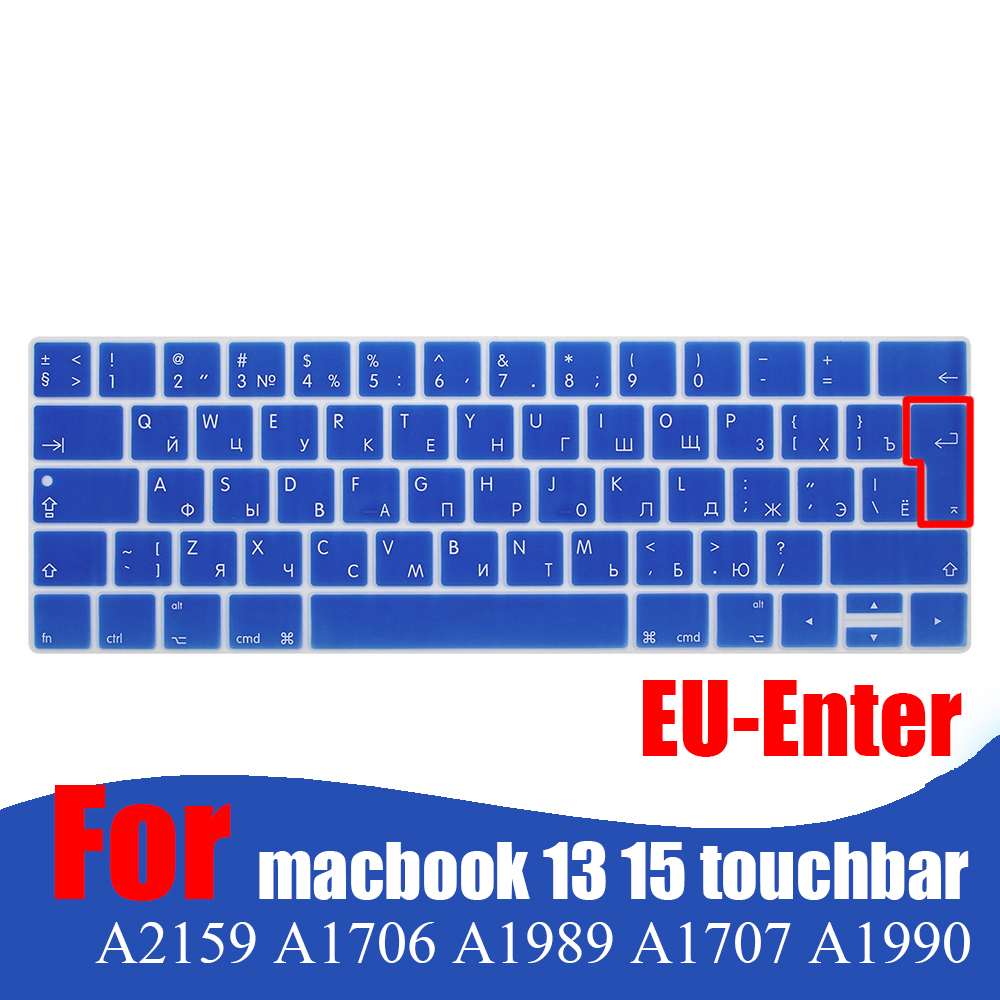 Rosyjska obudowa klawiatury laptopa dla Macbook pro 13 15 touchbar klawiatura ochronna kolorowa obudowa klawiatury A2159 A1707 A1989A1990: EU Dark blue