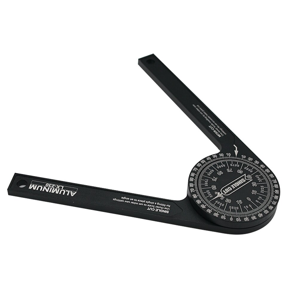 7inch Black Aluminum Miter Saw Protractor Single Cut Accessories Home Angle Finder Woodworking Measure Tool Engraved Scales