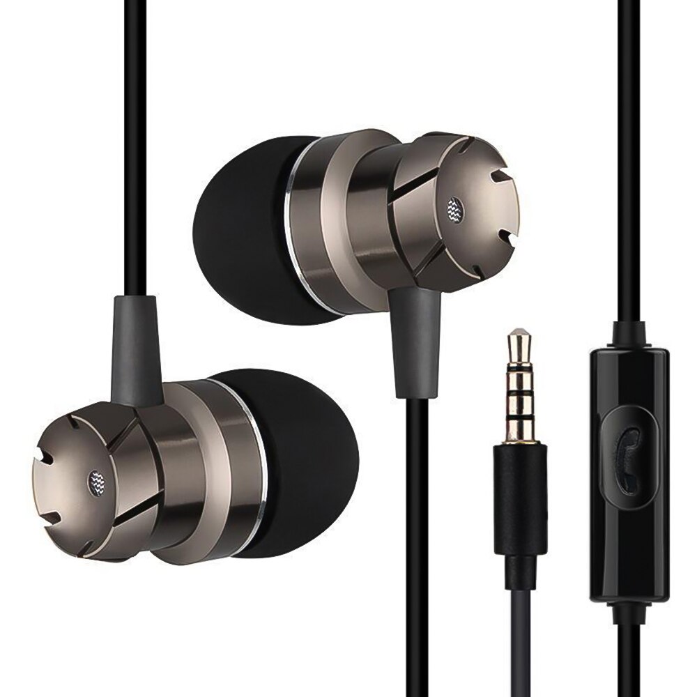 Super Bass Metall in-Ohr Verdrahtete Kopfhörer Volumen Kopfhörer HiFi Stereo Kopfhörer mit Mikrofon geeignet für praktisch: Schwarz