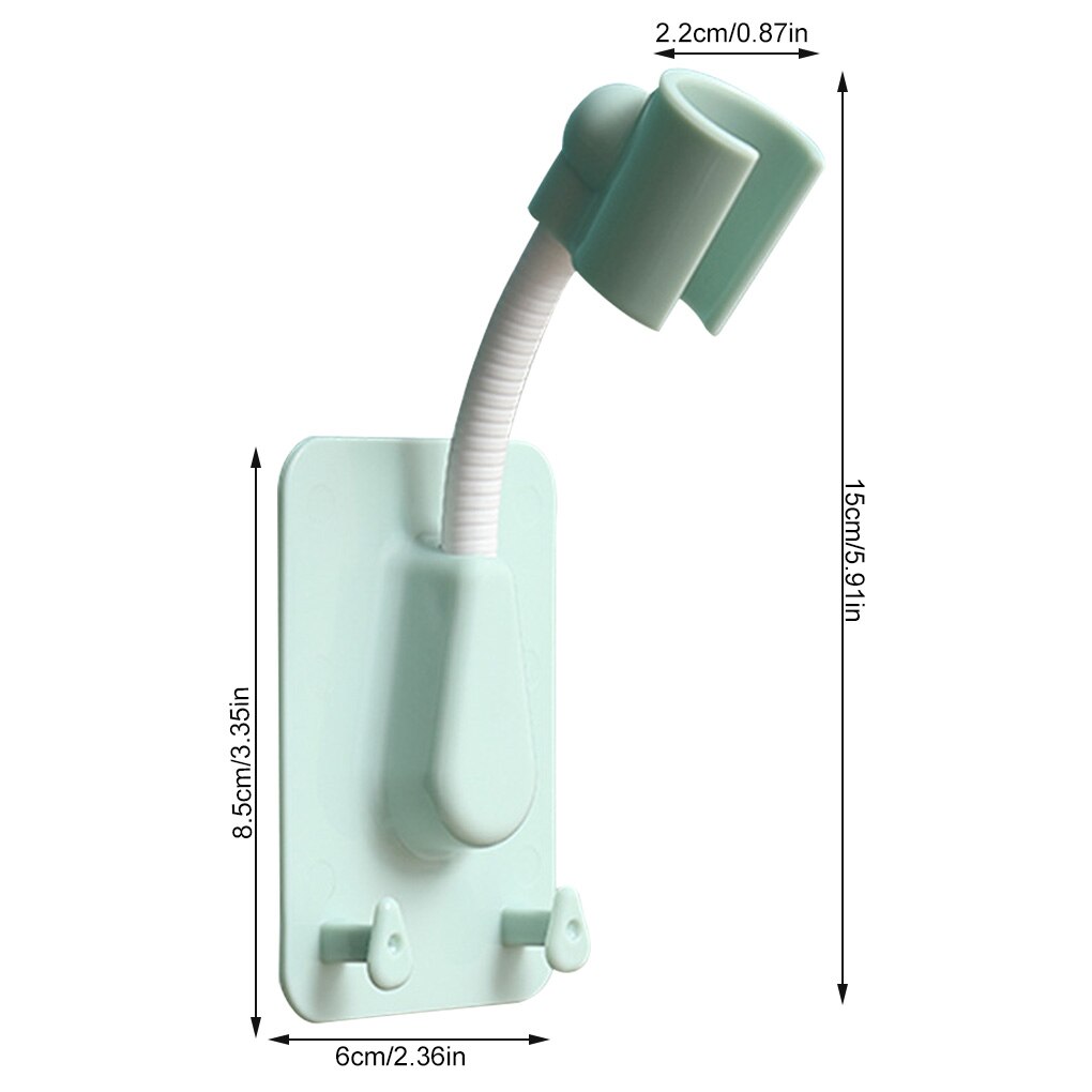 Universal Self-Adhesive Showerhead Bracket Wall-mounted Shower Head Holder 360° Rotatable Bathroom Accessories Stand Holder: C-Green