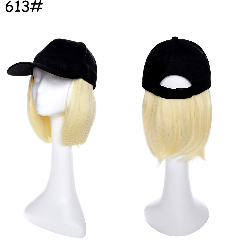 Benehair Afneembare Korte Rechte Bob Haar Zwarte Baseball Cap Haar Pruik Synthetische Pruik Cap Haar Hittebestendige Vezel Outdoor: 613