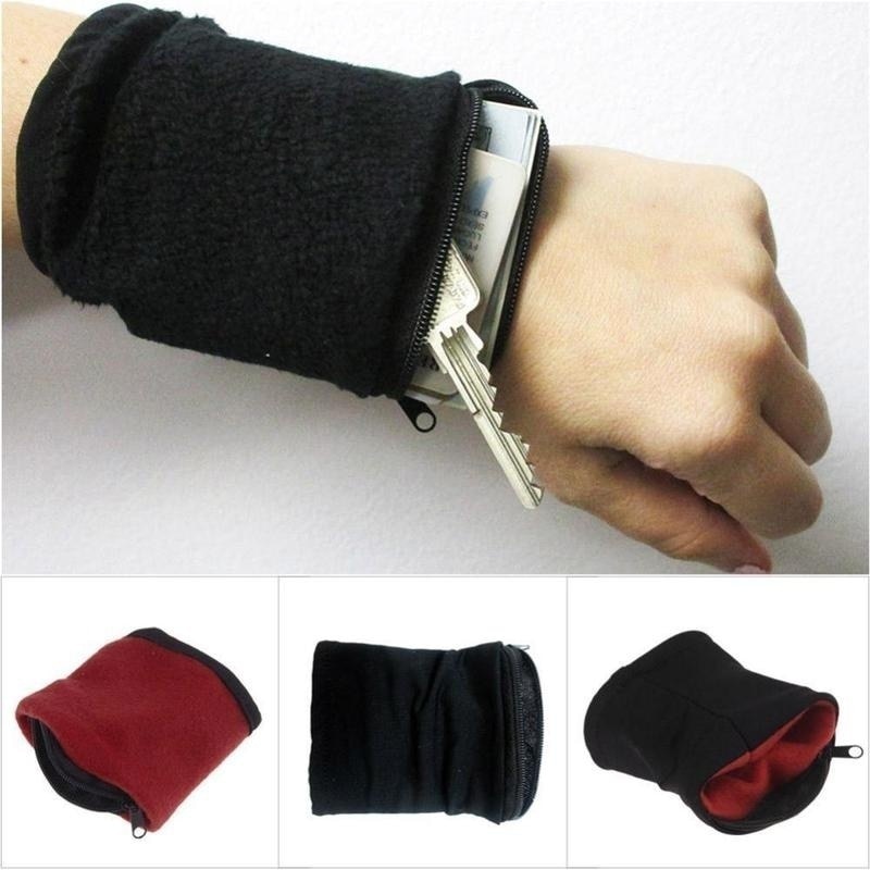 1PC Wrist Wallet Pouch Fleece Zipper Travel Gym Cycling Sport Wallet Hiking Accessiories Outdoor Camping Tool