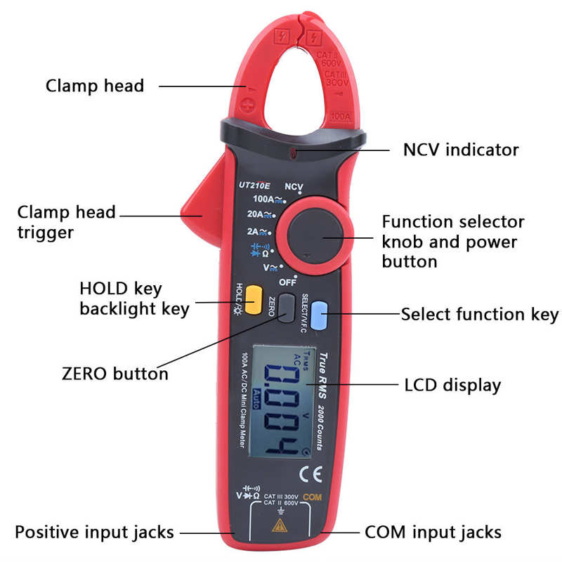 Multimeter UNI-T LCD Clamp Mini Digital Clamp Meter Handheld Multimeter Circuit Electrical Testing Instrument Amper