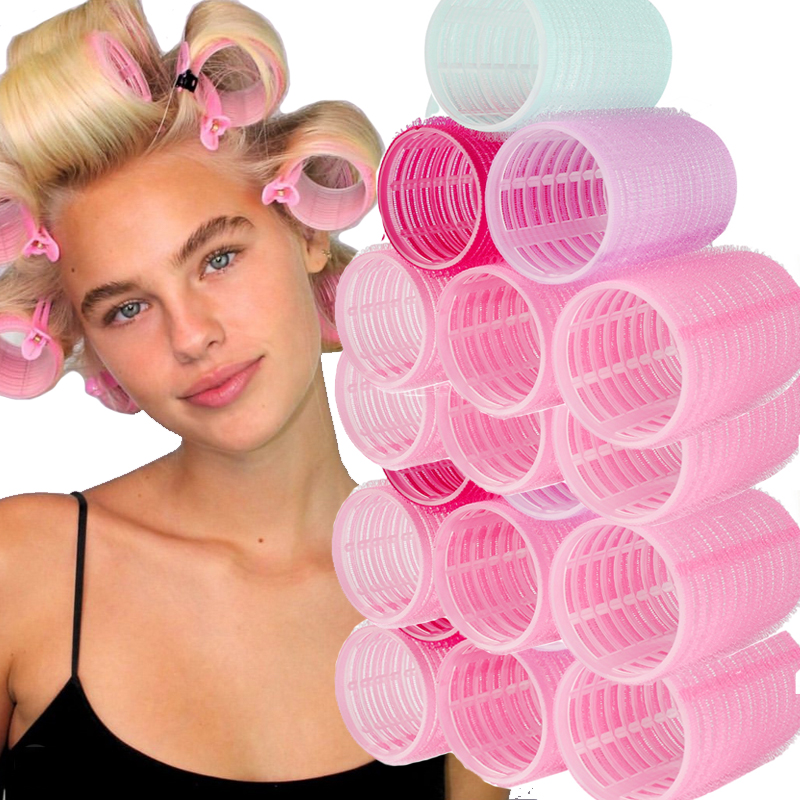 Rodillos para el cabello con agarre automático sin calor, rizadores para el cabello sin calor, flequillo, volumen, gancho y bucle autoadhesivo, accesorio para peinados DIY para mujer