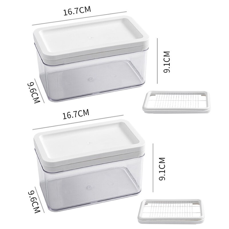 Household Baking Stainless Steel Butter Cutter Kitchen Cheese Storage Box Rectangle Butter Cutting Case With Lid Cooking Tools: AB
