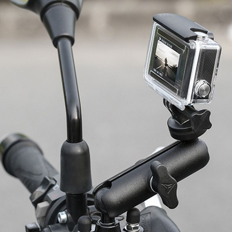 Motorcycle Bike Camera Houder Stuur Achteruitkijkspiegel Beugel 1/4 Metalen Standaard Voor Go-Pro Hero8/7/6/5/4/3 + Actie Camera