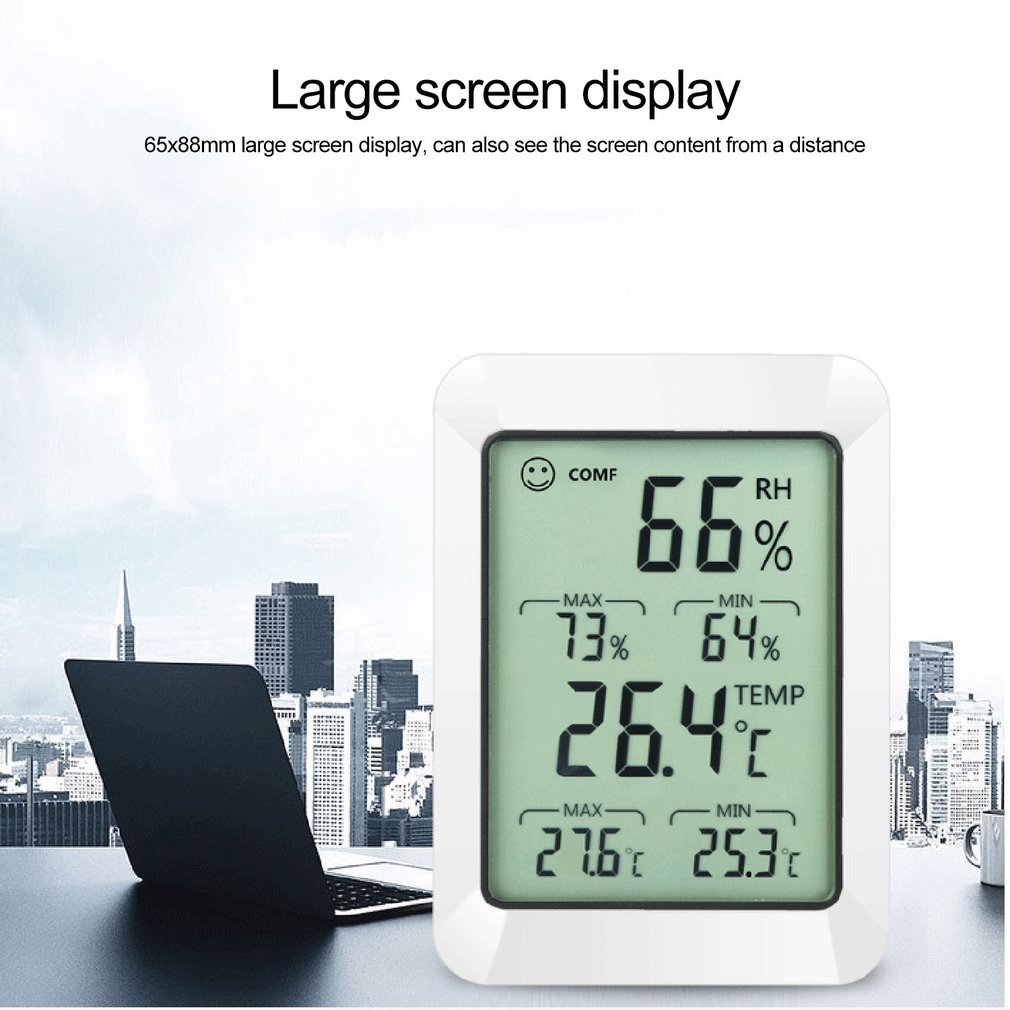 Multifunction Digital Thermometer Hygrometer Automatic Electronic Temperature Humidity Monitor with Large LCD Screen
