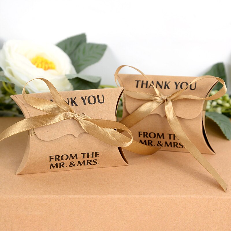 20/10Stck Kraft Papier Danke Süssigkeit Kasten Kissen bilden Hochzeit Gunsten Verpackung Boxen Für Hochzeit Engagement partei Dekor Versorgung