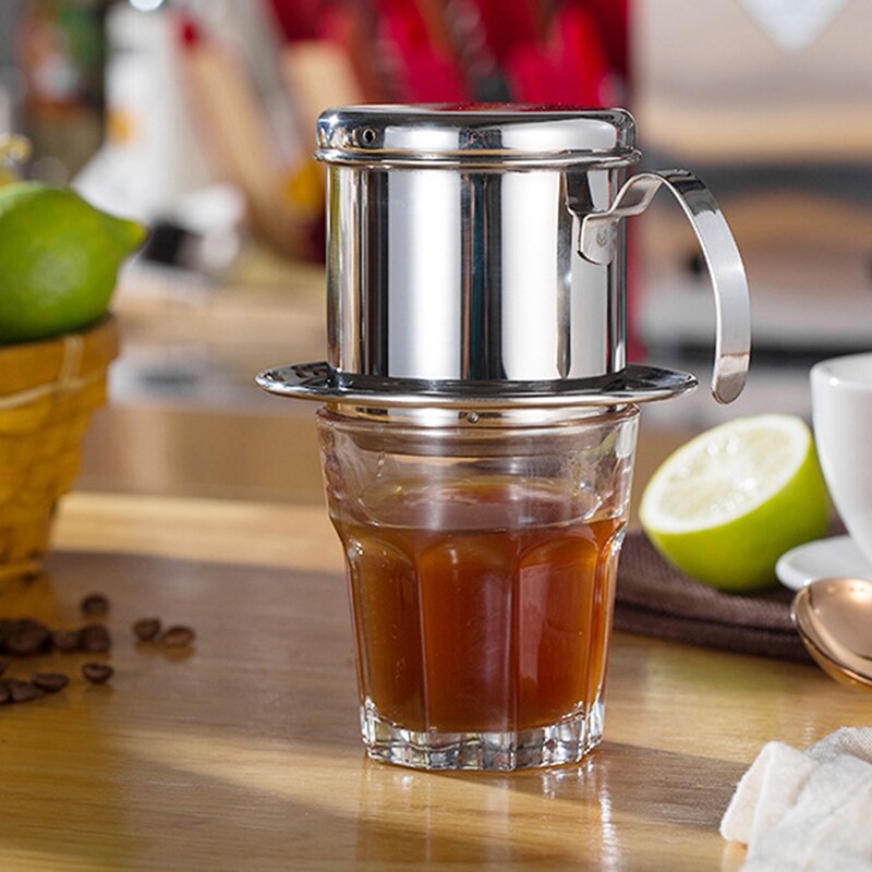 Stainless Steel Vietnamese Coffee Pot Teapot Portable Reusable Office Home Kitchen Tea Set Coffee Utensil Brewing Pot