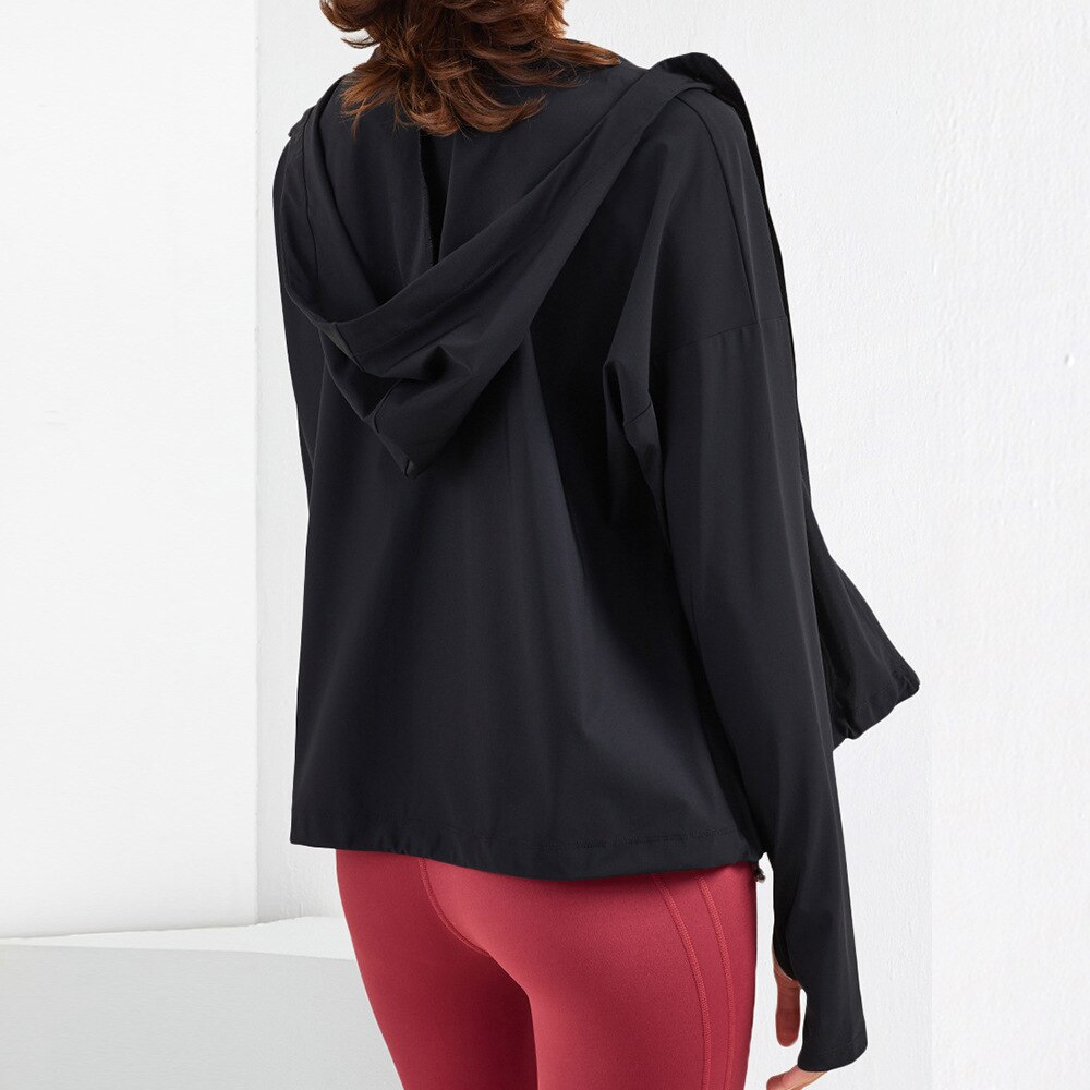 Lululemon-traje de fitness con capucha para mujer, chaqueta deportiva de manga larga con cierre y cremallera, informal, holgado, para correr y Yoga