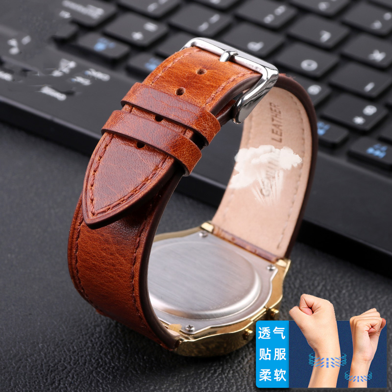 Para Casio pequeño cuadrado AE-1200WH AE1300 AQ-S810W A158 169 W-215/W-S200H SGW-300H correa de cuero pulsera Vintage 18mm TIMEX T80