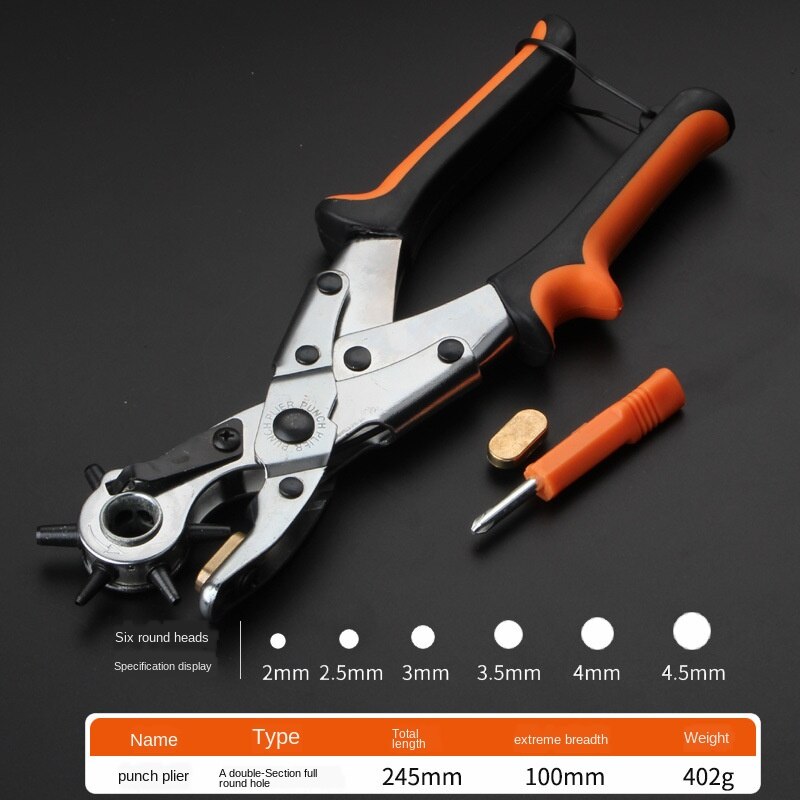Labor-Saving Leather Belt Puncher Multi-Function Puncher Pliers Waistband Belt Strap Watch Drilling Excavator Tool: Double round hole