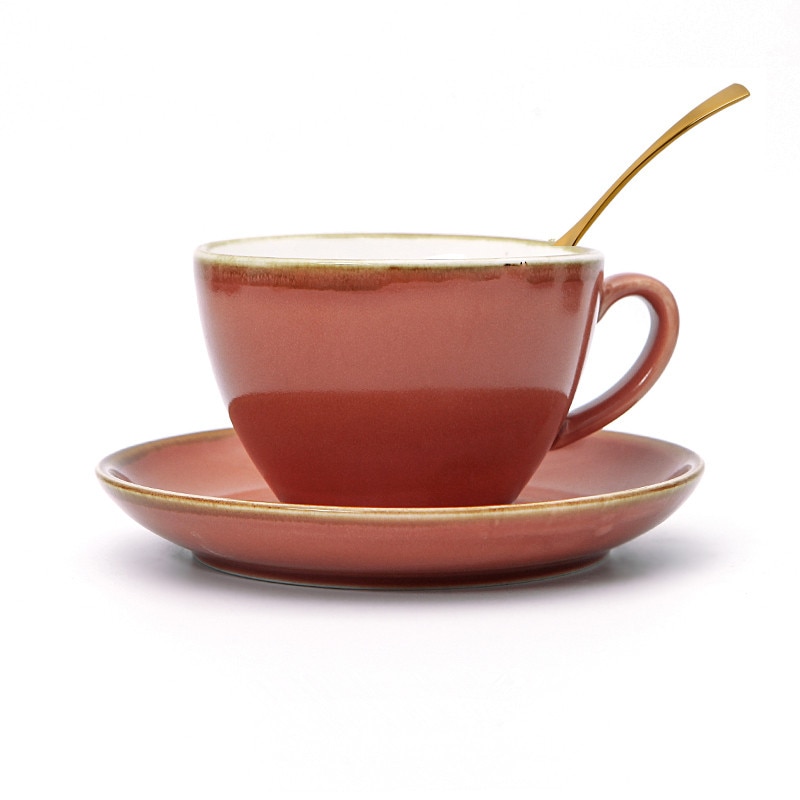 Ceramic Coffee Cups Set Breakfast Milk Tea Cup With Tray & Spoon Afternoon Tea Drinkware Cup Kitchen Utensils Wedding