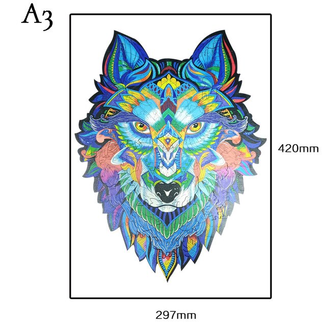Diy Houten Tier Jigsaw Puzzels Set Spaß Houten Puzzels Voor Volwassenen En Kinderen Montessori Interactief Spel Speelgoed Puzze: A3 Wolf