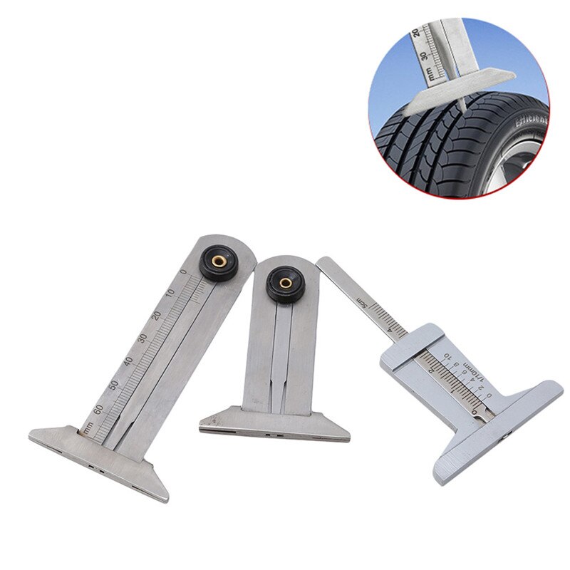 Patrón de neumático de Metal, calibrador de profundidad de ranura Vernier, herramienta de medición, patrón de neumático, regla de seguridad de 30mm 50mm 60mm