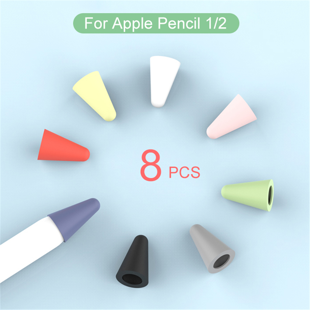 8pcs/set Mute Silicone Replacement Tip Case Nib Cover Skin For Apple Pencil 1 2 Stylus Touchscreen Pen Nib Protector