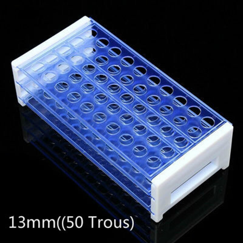 Laboratory Plastic Test Tube Rack Holder Stand for 8-18MM Test Tubing Racks Shelf for Centrifuge Tubes 40 or 50 Holes Positions: 13mm((50 Trous)