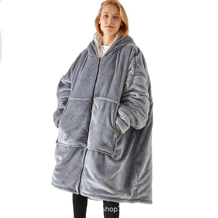 Peignoir doux et à capuche pour femme, vêtements épais à fermeture éclair, vêtements de nuit Homerobe
