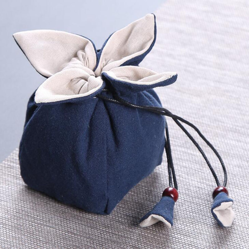 10 Stuks Doek Tas Thee Cozies Voor Theepot String Draagbare Katoen Linnen Thee Cups Lege Stof Opbergtas: blue