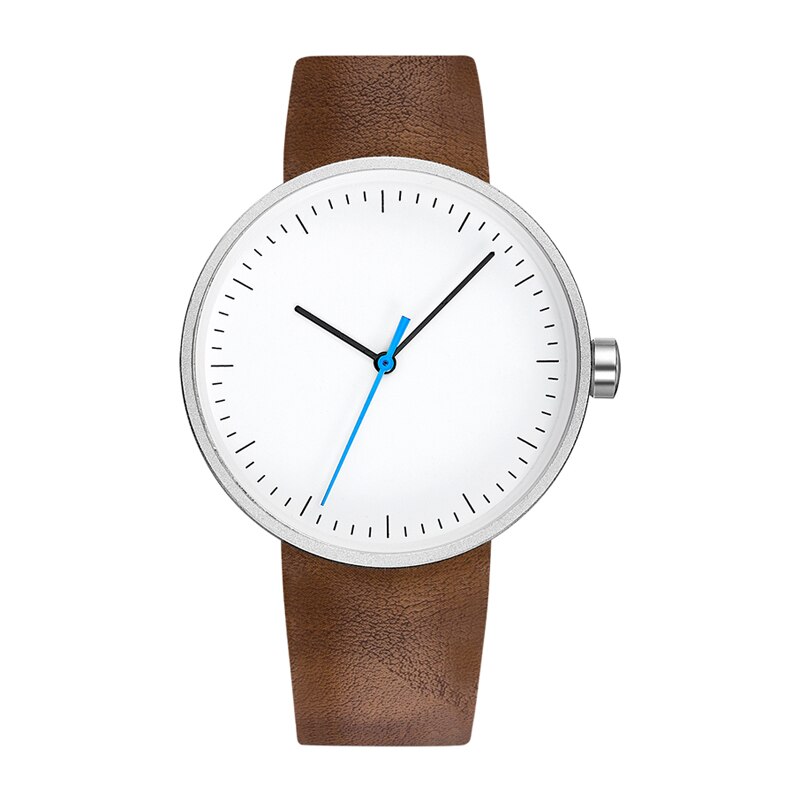 Yazole 522 herreur vandtæt sportsur herre quartz ur pu rem simple casual ure til mænd mærke montre homme: Sølv blå brun