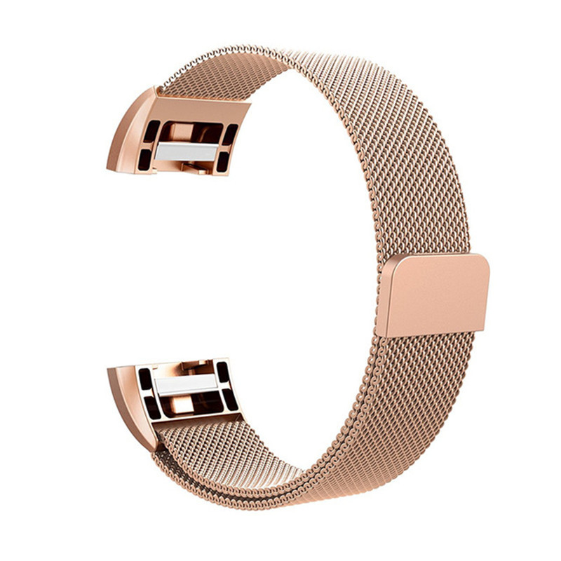 Milanese Schleife Armbinde für Fitbit Gebühr 2 Band Ersatz Armbinde Magnetische Schnalle Armbinde Fitbit Gebühr 2 Zubehör: rose gold