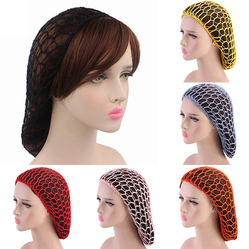 Women Ladies Soft Rayon Snood Hair Net Handmade Crocheted Hair Nets Mesh Breathable Hair Styling Hat Hatnight Cap Cheveux Femme