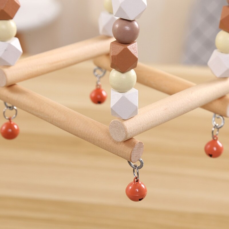 Vogel Speelgoed Schommel Papegaai Staande Baars Kooi Opknoping Chew Speelgoed Met Kleur Houten Kralen Bel Voor Budgie Parkiet Vink