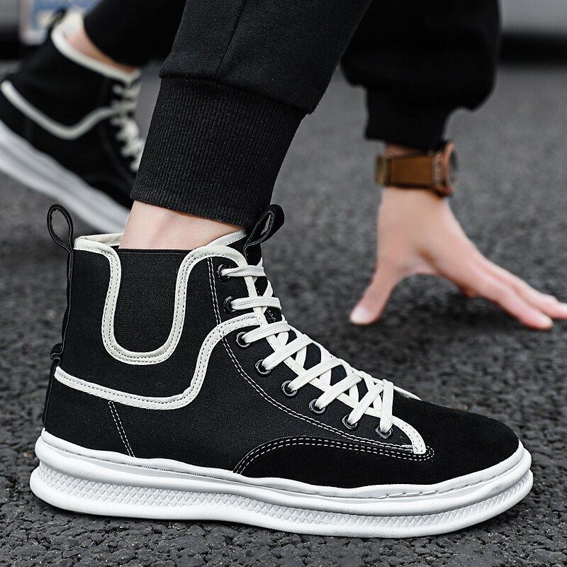 Siergan punk boots herr fritidsskor bekväma snörning höga skor höst hip hop man sneaker