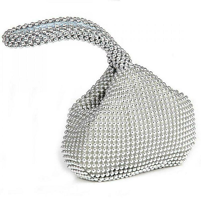 Women Ladies Handbags Silver pouch Crystal Diamante Ladies Party Evening Wedding Clutch Hand Bag Puese /BY